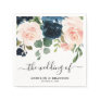 Navy Blue Blush Floral Wedding paper Napkins