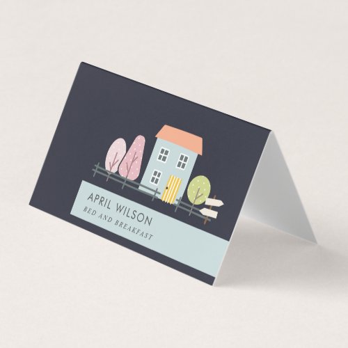 NAVY BLUE BLUSH GARDEN HOME STAY BED  BREAKFAST BUSINESS CARD