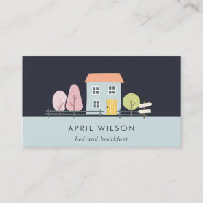NAVY BLUE BLUSH GARDEN HOME STAY BED & BREAKFAST BUSINESS CARD