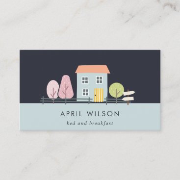NAVY BLUE BLUSH GARDEN HOME STAY BED & BREAKFAST BUSINESS CARD