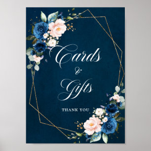 Navy Blue Blush Geometric Wedding Cards and Gifts Poster