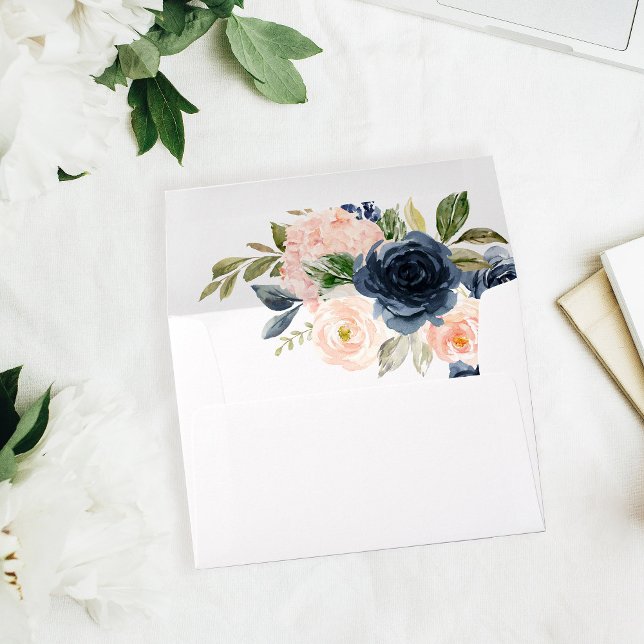 Navy Blue & Blush Pink Floral Envelope 2 (Creator Uploaded)