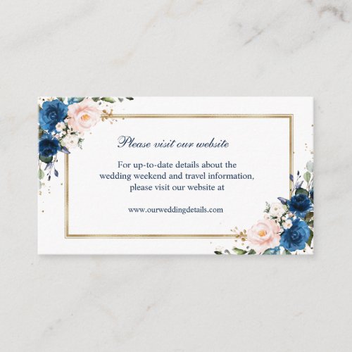 Navy Blue Blush Pink Geometric Wedding Web Site Enclosure Card