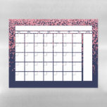 Navy Blue Blush Pink Glitter Monthly Calendar Magnetic Dry Erase Sheet<br><div class="desc">Elegant Navy Blue Blush Pink Glitter Monthly Planner Calendar Magnetic Dry Erase Sheet featuring girly glam sparkle glitter falling luxuriously onto an elegant navy blue background behind a reusable monthly calendar planner. Plenty of space for your details and notes. Great for your home, dorm, office, or classroom! Perfect for your...</div>