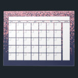 Navy Blue Blush Pink Glitter Monthly Calendar Notepad<br><div class="desc">Elegant Navy Blue Blush Pink Glitter Monthly Planner Calendar Notepad featuring girly glam sparkle glitter falling luxuriously onto an elegant navy blue background behind a reusable monthly calendar planner. Plenty of space for your details and notes. Great for your home, dorm, office, or classroom! Perfect for your luxury aesthetic. Please...</div>