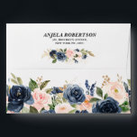 Navy Blue Blush Pink Rose Boho Floral Wedding Envelope<br><div class="desc">Watercolor Navy Blue Blush Pink Rose Floral Rustic Boho Wedding Return address envelope. Perfect for a fall wedding. The design features a stunning bouquet of navy blue , peach , blush pink flowers / roses with matching leaves. Please find more matching designs and variations in my "blissweddingpaperie" store. And feel...</div>