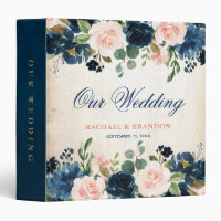 Navy Blue Blush Pink Rose Boho Rustic Wedding