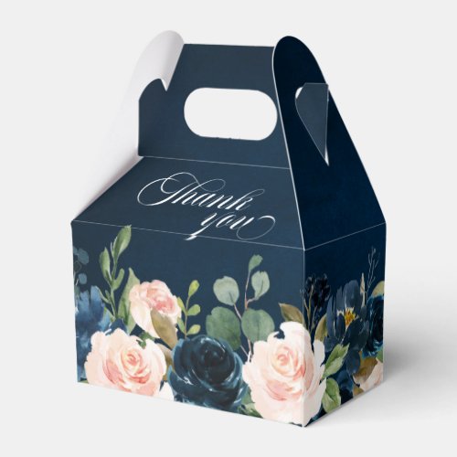 Navy Blue Blush Pink Rose Boho Wedding Favor Boxes