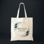 Navy Blue Blush Pink Rose Botanical Geometric Gift Tote Bag<br><div class="desc">Elegant and modern romantic watercolor floral bridesmaid gift tote bag features a bouquet of Navy blue, royal blue , blush pink, peach watercolor roses with matching foliage. Perfect for a fall / midsummer wedding. Please find more matching designs and variations from my "blissweddingpaperie" store. And feel free to contact me...</div>