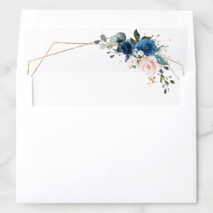 Navy Blue Blush Pink Rose Geometric Wedding Envelope Liner