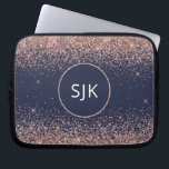 Navy Blue Blush Pink Rose Gold Glitter Monogram Laptop Sleeve<br><div class="desc">Blush Pink - Rose Gold and Navy Blue Faux Glitter and Sparkle Elegant Monogrammed Initials Case. This case can be customized to include your initial and first name.</div>