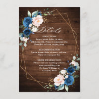 Navy Blue Blush Rustic Wood Gold Geometric Wedding