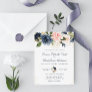 navy blue & blush watercolor floral wedding invitation