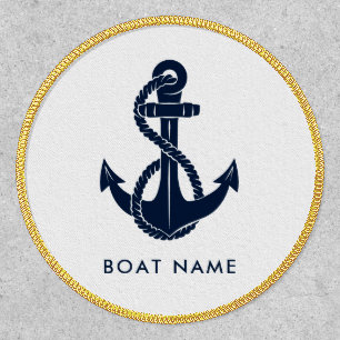 Navy Blue Boat Anchor and Name Custom Patch