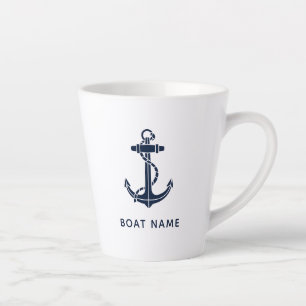 Navy Blue Boat Anchor Custom Crew Swag Latte Mug