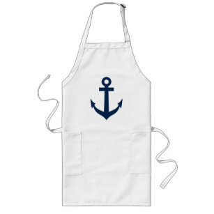 Navy blue boat anchor large apron for men & women