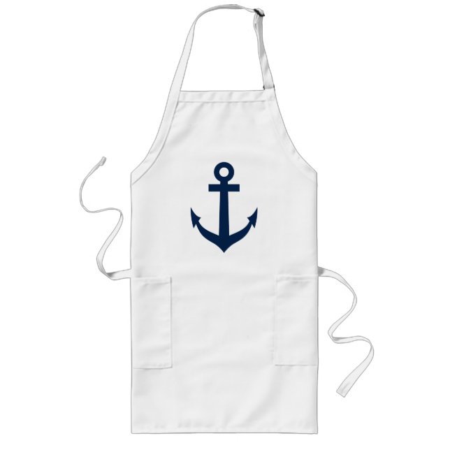 Navy blue boat anchor large apron for men & women (Front)