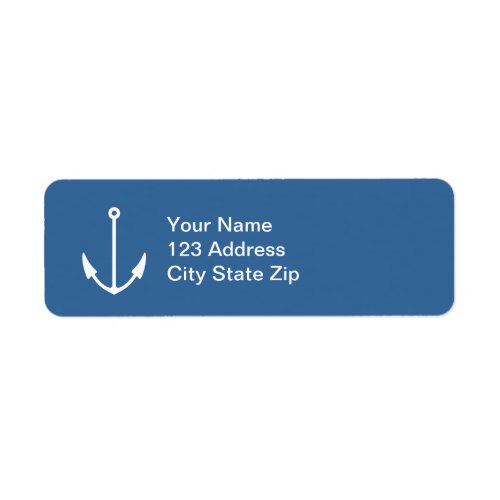 Navy blue boat anchor return address labels