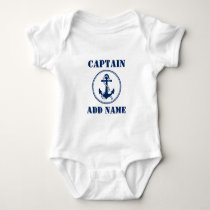 Navy Blue Boat Anchor with Rope & Baby Name/Rank Bodysuit