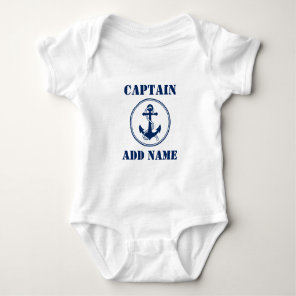 Navy Blue Boat Anchor with Rope & Baby Name/Rank Bodysuit
