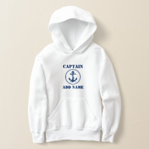 Navy Blue Boat Anchor with Rope & Name/Rank Hoodie