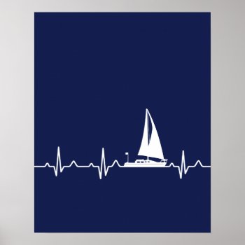 Navy Blue Boat Pulse Poster by BeachBeginnings at Zazzle