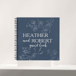 Navy Blue Boho Floral Wedding Spiral Guest Book<br><div class="desc">Navy blue boho floral wedding spiral guest book is the perfect way to capture all of your guests' memories from your special day. This unique and personalized guest book is made with high quality paper and includes 60 sheets, 120 pages for your guests to write in. You can also add...</div>