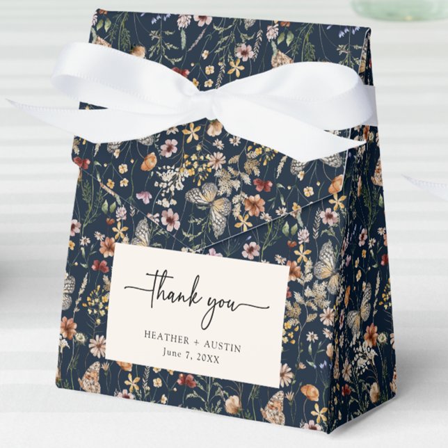Navy Blue Boho Thank You Favor Boxes (Navy Blue Boho 
Wildflower Thank You Favor Boxes by Painted Paperie
)
