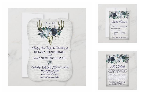 Navy Blue Boho Tribal Floral Wedding Collection