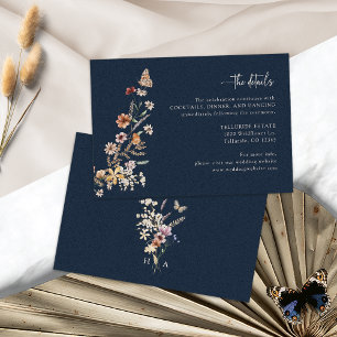 Navy Blue Boho Wedding Details Enclosure Card