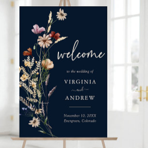 Navy Blue Boho Welcome Wedding Foam Board