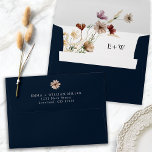 Navy Blue Boho Wildflower Wedding Envelope<br><div class="desc">Navy Blue Boho Wildflower Wedding Envelope. This stylish & elegant wedding invitation envelope features gorgeous hand-painted watercolor wildflowers arranged as a lovely bouquet,  bride and groom's monogram,  and a return address. Find matching items in the Navy Blue Boho Wildflower Wedding Collection.</div>