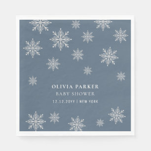 Navy Blue Boho Winter Snowflake Baby Shower  Napkins