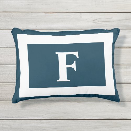 Navy Blue Bold Monogram Outdoor Pillow