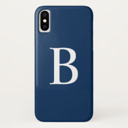 Navy Blue Bold Typography Monogram iPhone X Case
