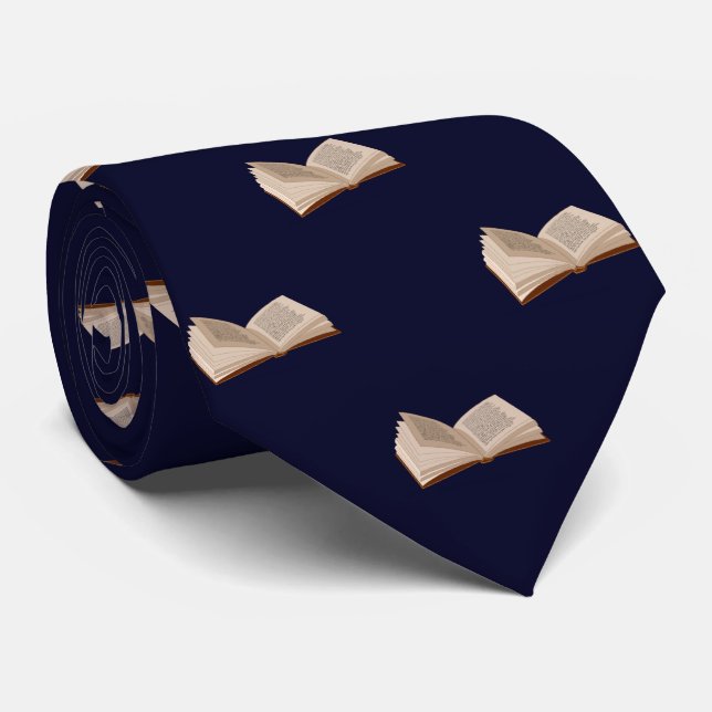 Navy Blue Book Lovers' Work, Graduation Mens' Neck Tie (Rolled)