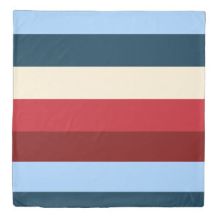 Navy Blue Bordeaux Red Palette Stripe Bedding Duvet Cover