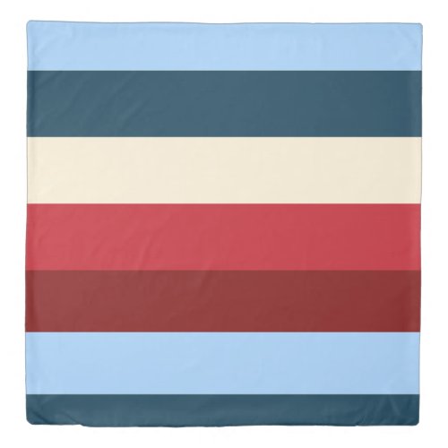 Navy Blue Bordeaux Red Palette Stripe Bedding Duvet Cover