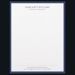 Navy Blue Border Business Professional Office Letterhead<br><div class="desc">Navy Blue Border Business Professional Office Letterhead</div>
