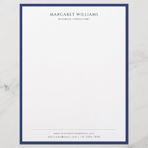 Navy Blue Border Business Professional Office Letterhead