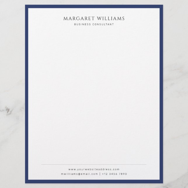 Navy Blue Border Business Professional Office Letterhead (Front)