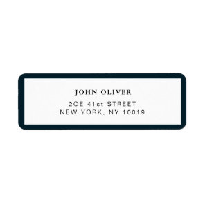Navy blue border Formal return address Label