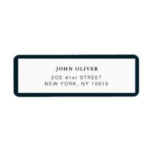 Navy blue border Formal return address Label