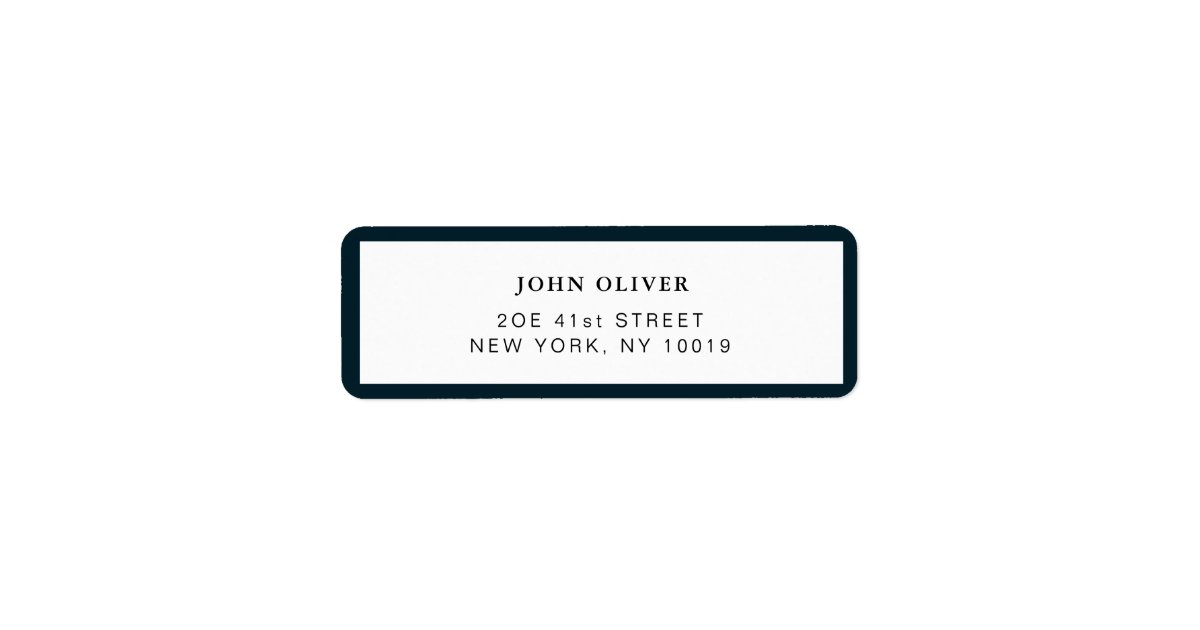 Navy blue border Formal return address Label | Zazzle