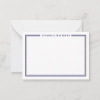 Navy Blue Border Minimalist Name Monogram