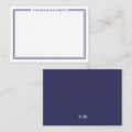 Navy Blue Border Minimalist Name Monogram Note Card | Zazzle