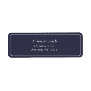 Navy Blue Border Minimalist Return Address Label