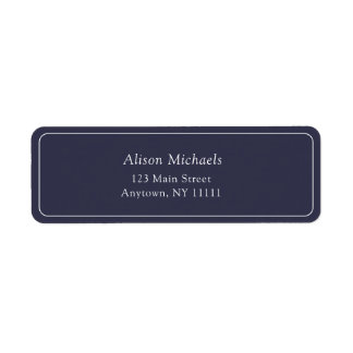 Navy Blue Border Minimalist Return Address Label