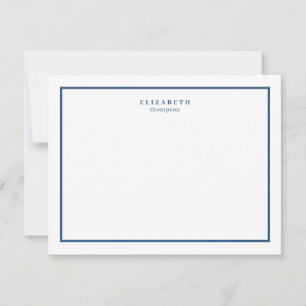 Navy Blue Border Modern Simple Note Card