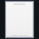 Navy Blue Border Office Professional Letterhead<br><div class="desc">Create a strong first impression with this navy blue border professional letterhead. Its clean, modern design and elegant layout make it ideal for business stationery, corporate branding, or personalized office templates. The classic navy border adds a refined touch, giving your documents a polished and trustworthy look. Perfect for business letters,...</div>